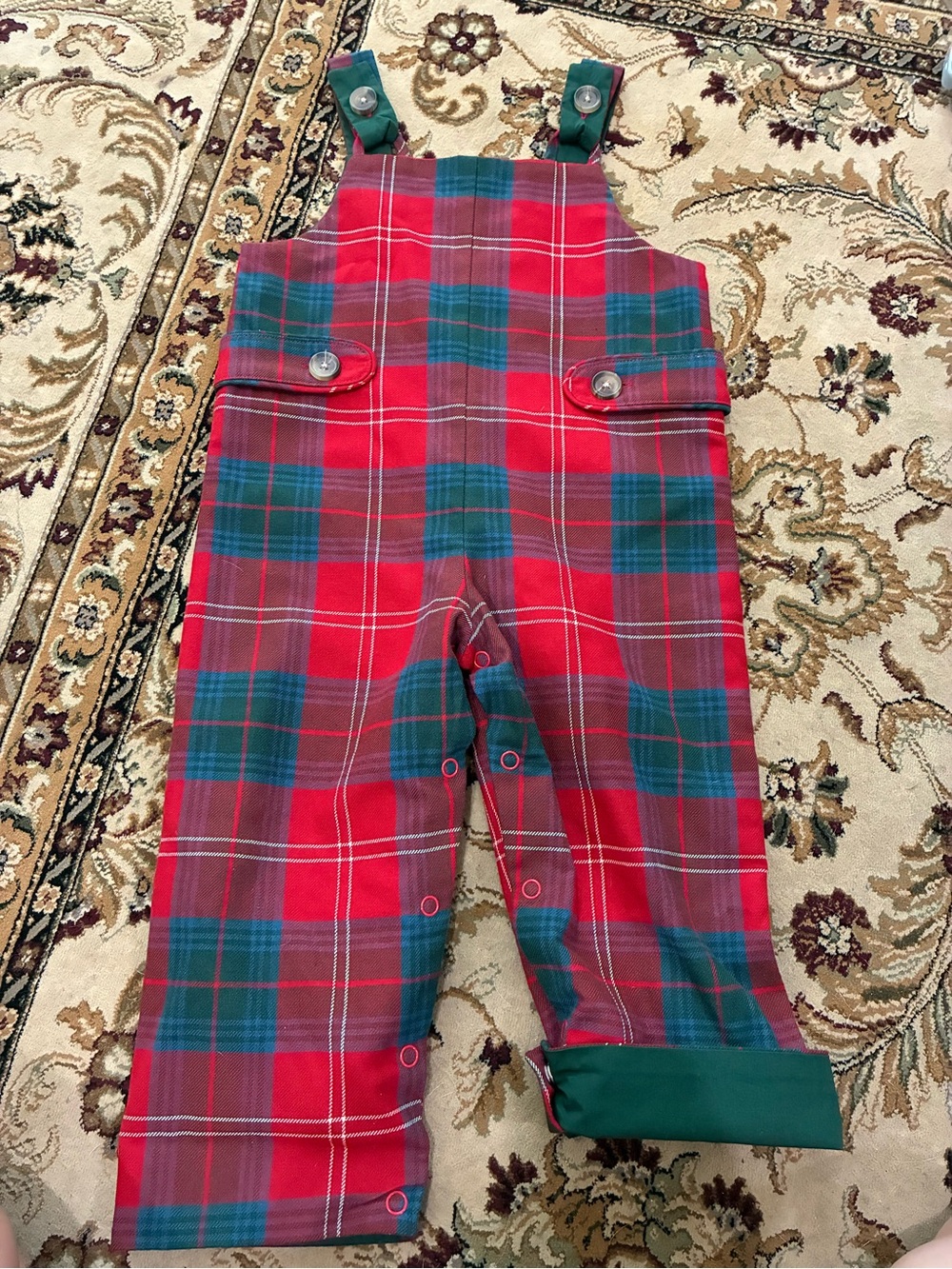 The Beaufort Bonnet Company Red & Green Plaid Overalls